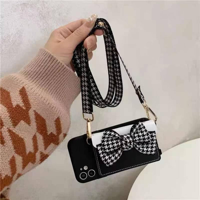 Luxurious Handbag Back Card Slot Lanyard Phone Case For iPhone 13 12 11 Pro X XS XR Max Shockproof Magnetic Case Compatible with iPhone