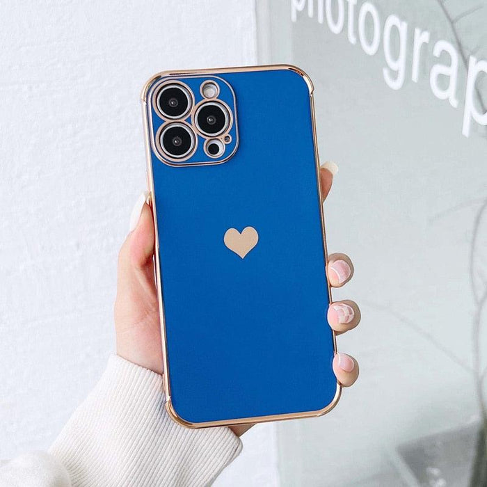 Luxurious Heart Soft Anti-Scratch Full Lens Protection Silicone Girls Shockproof Phone Case for iPhone Phone Case For iPhone 14 13 12 Pro 12Mini Soft Women Elegant Love Heart Shockproof Bumper Phone Case