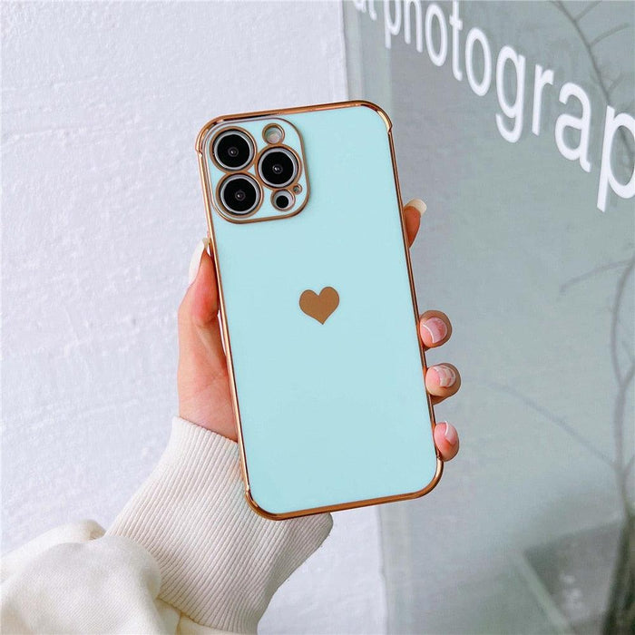 Luxurious Heart Soft Anti-Scratch Full Lens Protection Silicone Girls Shockproof Phone Case for iPhone Phone Case For iPhone 14 13 12 Pro 12Mini Soft Women Elegant Love Heart Shockproof Bumper Phone Case