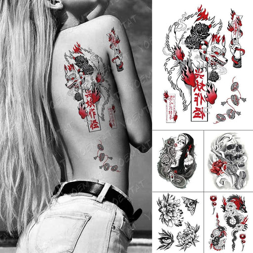 Luxury Big Waterproof Temporary Sticker Tattoo Large Flowers And Animals Body Tattos For Womens - STEVVEX Beauty - 103, 3D Tattoo, Animal Tattoo, Arm Tattoo, Beauty, Big Flowers Tattoo, Big Tattoo, Black Tattoos, Body Tattoo, Butterfly Tattoo, Colorful Tattoo, Fashion Tattoo, Girls Tattoo, Leg Tattoo, Luxury Tattoo, Modern Tatoos, Stylish Tattoo, Tattoo, Waterproof Tattoo, Wolf Tattoo, Women Tattoo, Womens Tattoo - Stevvex.com