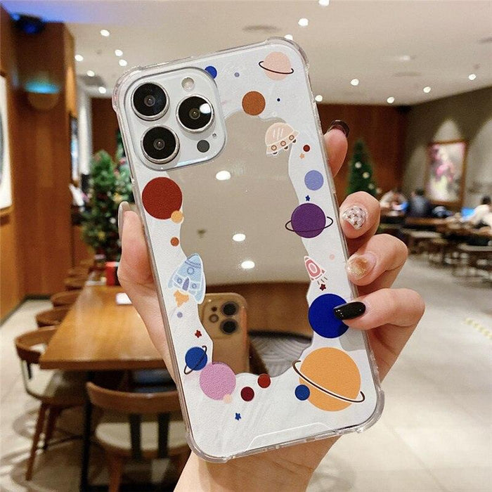 Luxury Butterfly Makeup Mirror Phone Case For iPhone 13 12 11 Pro Max XR XS Max X 7 8 Plus SE Soft Silicone Bumper Cute Butterfly Design Soft Cover Glitter Cool Slim Trendy Pattern for Girl