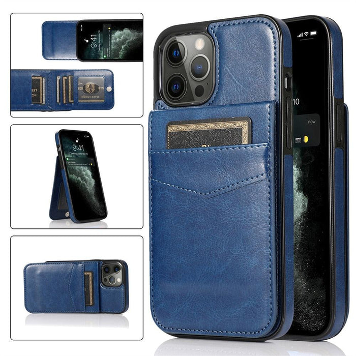 Luxury Cards Case For iPhone 14 13 12 Mini 11 Pro Max Durable Leather Strong Stand Holder Phone Cover Magnetic Flip Case For Women Girls With Card Holder Secure Card Holder