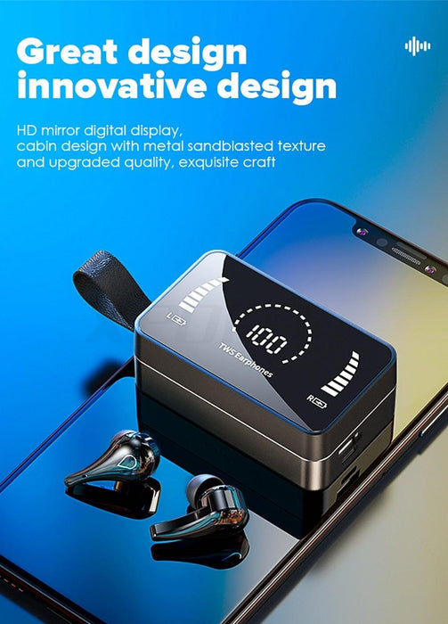 Luxury Earphone Bluetooth Compatible Headphones With Mic 3500mAh Mirror Charging Box Wireless Headphones Noise Cancelling HiFi Earbud Gaming Headsets Bluetooth MP3 Music Playes Sports Wireless Waterproof Touch Control Headphones