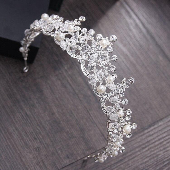 Luxury Elegant Crystal Pearl Bridal Crown Woman Tiaras Hair Jewelry Ornaments Hairwear Bride Headbands Wedding Hair Accessories Wedding Crown Hair Jewelry Bridal Hair Accessories Women Crown Rhinestones Crystal Tiaras Bride Queen Party Gift