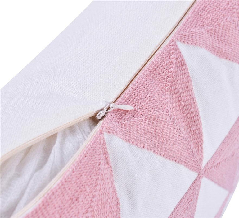 Luxury Embroidered Pink Pillow Cover Elegant Cushions Cover For Sofa Flower Geometric Cotton Pillow Case Throw Pillow Covers Modern Geometric Pillowcase Throw Cushion Cover for Bed Couch Sofa Office Decor 45*45