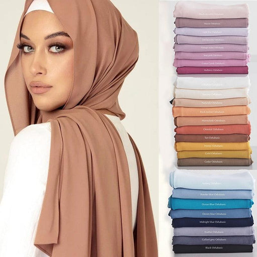 Luxury Fashion Long Soft Solid Chiffon Scarf Head Wrap Echarpe Shawl Lightweight Headscarf Instant Ready To Wear Elegant Hijab Scarf Wrap Muslim Shawl Islamic Hijabs Arab Wrap Head Scarves For Women