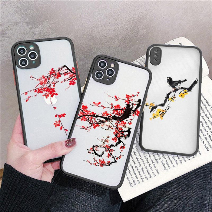 Luxury Flower Painting Phone Case For iPhone 11 Pro Max SE Matte Phone Case Cover For iPhone X Xs XR 6s 12 13 Mini pro Lilac Flower Famous Art Case for Girl Women Men Unique Soft Bumper Case Cover