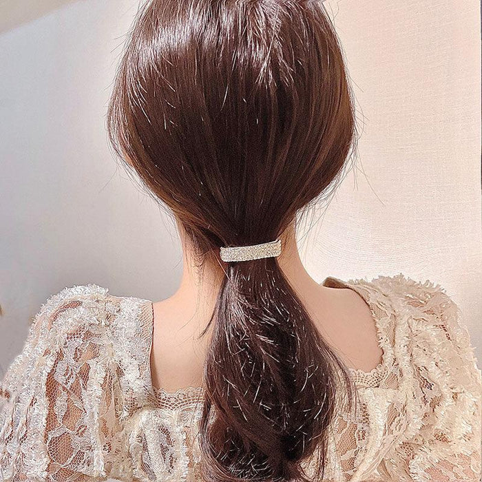 Luxury Full Rhinestone Crystals Gold Silver Ponytail Holder Buckle Hair Clips Elegant Women Sparkly Semicircle Metal Spring Hair Clips Barrette Accessories for Women