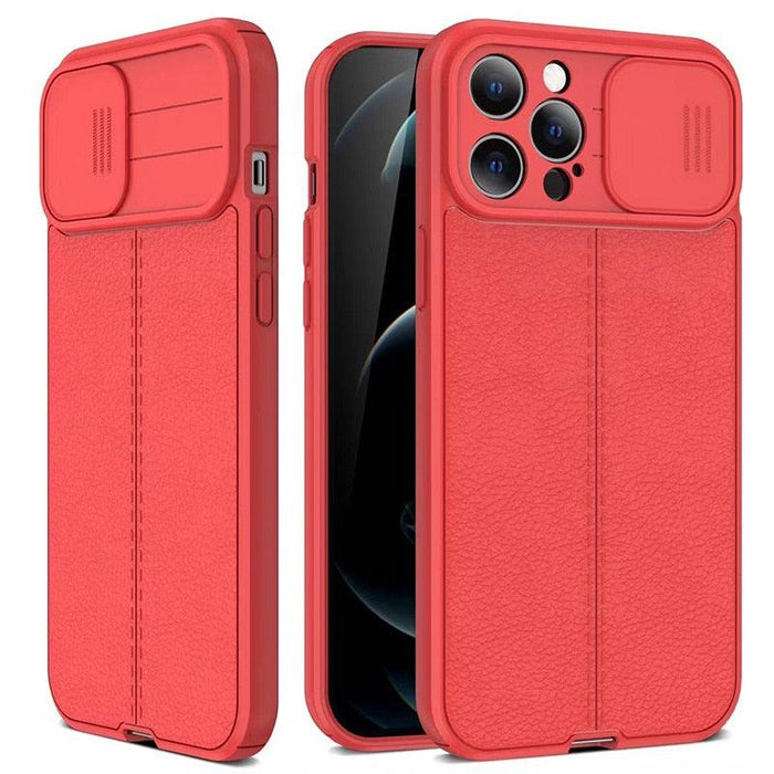 Luxury Leather Black Shockproof Phone Case on For iPhone 13 12 11 14 Pro Max XR X XSMax 14 Case Camera Lens Protection Soft Back Cover Thin Shockproof Case with Slide Camera Case for iPhone