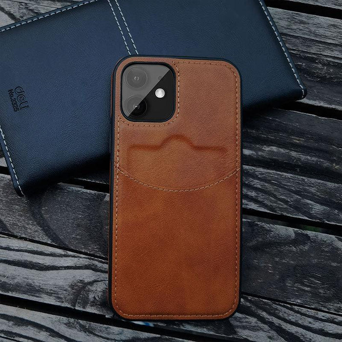 Luxury Leather Card Retro Case for iPhone 14 13 12 Mini 11 Pro Max X XR XS Slim Soft Cover for 14 Max Built-in Metal Plate for Magnetic Mounting & Card Holder Phone Case