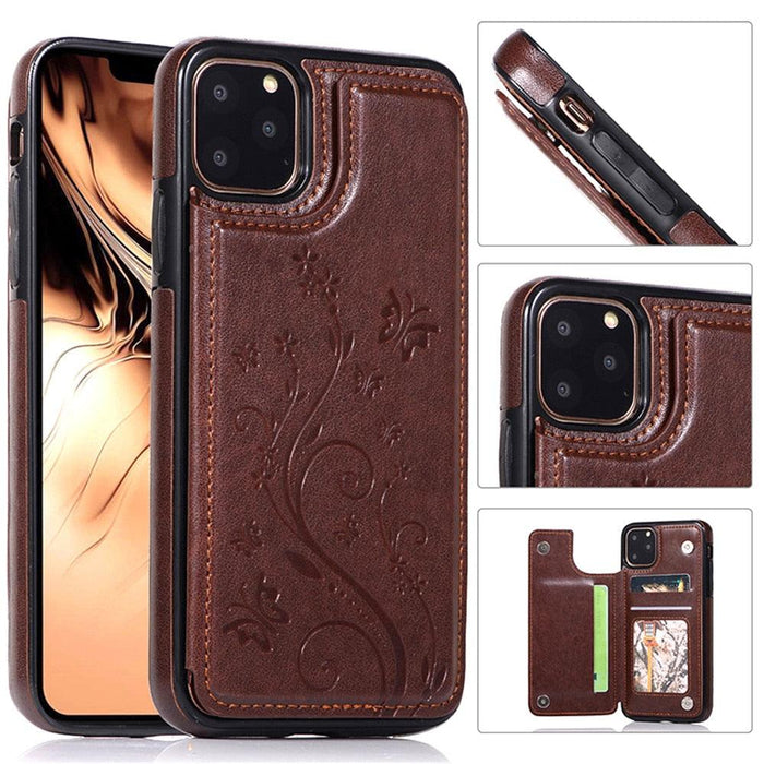 Luxury Leather Case For iPhone 14 12 13 Pro Comfortable Soft Wallet Card Slots Phone Flip Cover Wallet Case with Card Holder for iPhone