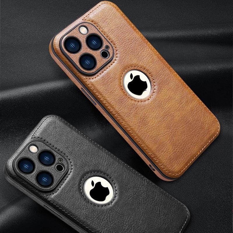 Luxury Leather Case for iPhone 14 13 12 11 Pro MAX XS XR 7 8 Plus Classic Silicone Phone Cover  Leather Case Thin Flexible Soft Grip Luxury PU Leather Cover for Men Durable Anti-Scratch Full Phone Cases