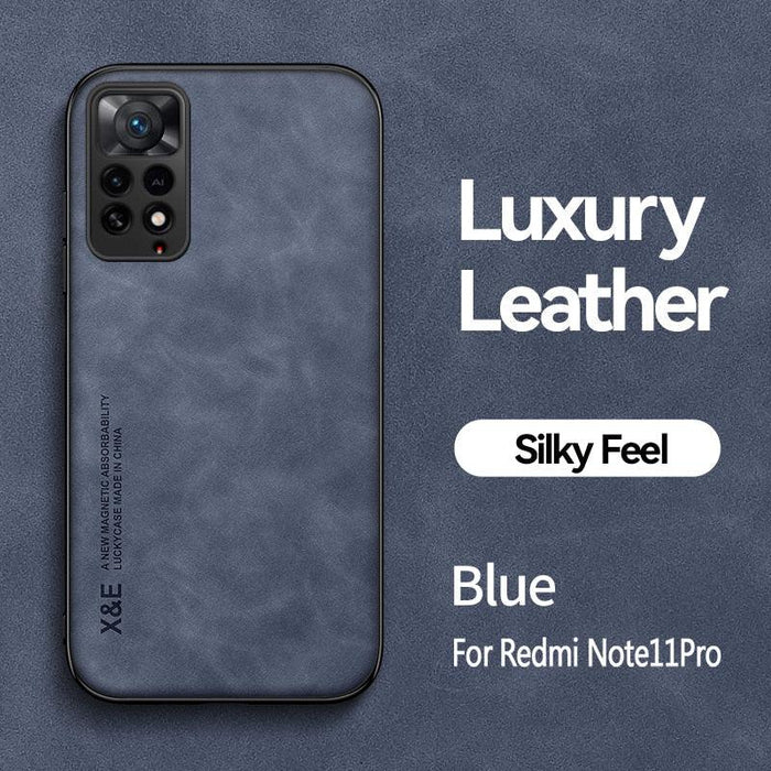 Luxury Leather Feel Phone Case For Xiaomi Redmi Note 11 11S 11T 10 9 9S 8 Pro 4G 5G K20 K30 K40 K50 Car Magnetic Cover Elegant Leather Three-Layer Back with Soft Silicone Edge Shockproof Protective Cover