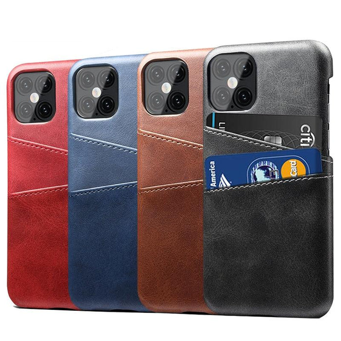 Luxury Ultra-thin Leather Case for IPhone 13 12 Pro Max Cover Card Holder for 14 Plus Cases Classic 2 Card Holders Elegant Business iphone Case 2 Card Slots Phone Case