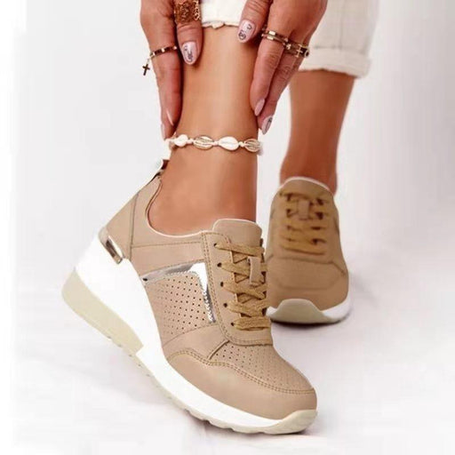 Luxury White Womens Casual Shoes Height Increasing Sport Shoes Air Cushion Comfortable Sneakers Vulcanized Shoes Womens Platform Slip-on High Top Sneakers