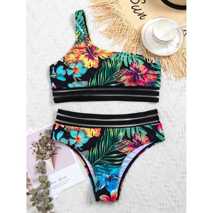 Luxury Women Black Bikini High Waist Swimwear Female 2 Pieces Set Swimsuit Bathing Suit Women Beach Women's High Waisted Bandage Bikini Set Two Piece Push Up Swimsuits