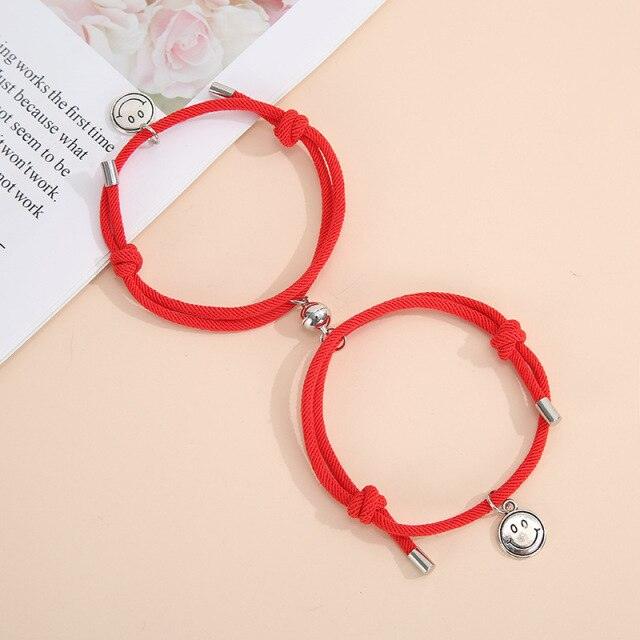 Magnetic Couple Bracelets Set For Women Men Attractive Handmade Rope Bracelet Charm Paired Couples 2 Pieces Relationship Magnetic Bracelet Mutual Attraction Rope Braided Couple Bracelet Pinky Promise Friendship Bracelet For Best Friend Boyfriend