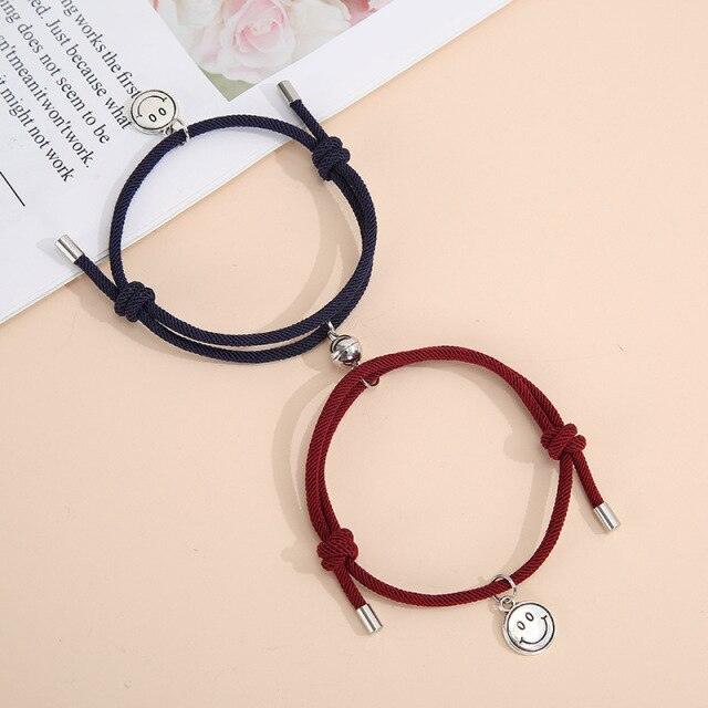 Magnetic Couple Bracelets Set For Women Men Attractive Handmade Rope Bracelet Charm Paired Couples 2 Pieces Relationship Magnetic Bracelet Mutual Attraction Rope Braided Couple Bracelet Pinky Promise Friendship Bracelet For Best Friend Boyfriend