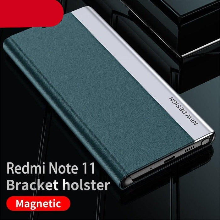 Magnetic Leather Case For Xiaomi Mi 11T 10T 11 10 POCO F3 M3 M4 X3 X4 NFC Redmi Note 8 8T 9 9T 9S 9A 9C 10 11 Pro Max Flip Cover Electroplated Adsorption Flip Leather Case Phone Accessories