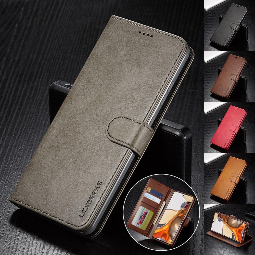 Magnetic PU Leather Wallet-Style Phone Case Fashion Flip Case with Card Slot Leather Case for Xiaomi 12T 11T Poco X4 GT X3 M3 M4 Pro NFC F4 F3 Flip Cover Mi 11 Lite 10T Redmi 9C Note 11S 10S 9S 9T 9A 8T 7