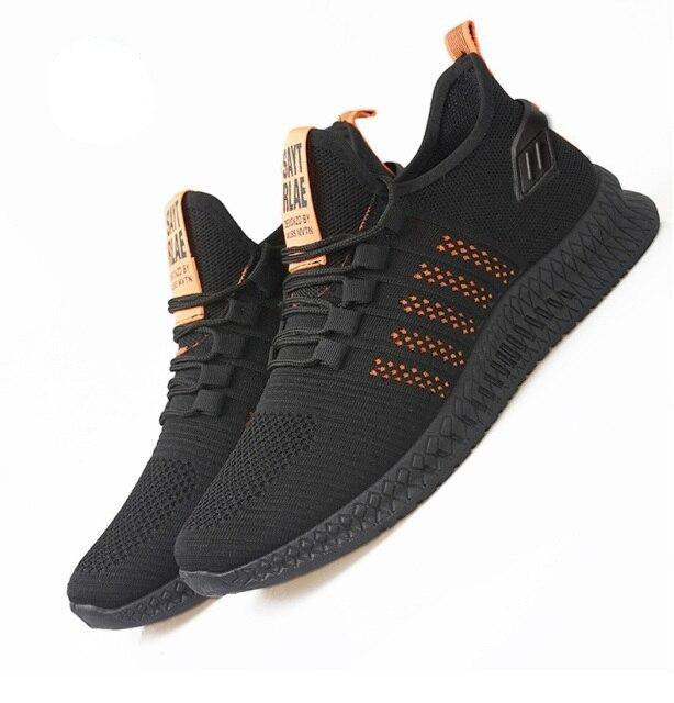 Men Fashion Sneakers Breathable Casual Shoes Orange Sole Mesh Lightweight Trainers Walking Running Tennis Gym Shoes For Mens Non Slip Sport Sneakers