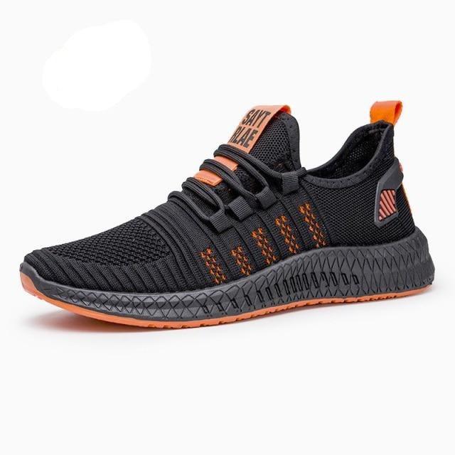 Men Fashion Sneakers Breathable Casual Shoes Orange Sole Mesh Lightweight Trainers Walking Running Tennis Gym Shoes For Mens Non Slip Sport Sneakers