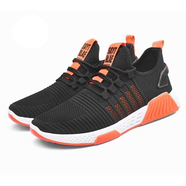 Men Fashion Sneakers Breathable Casual Shoes Orange Sole Mesh Lightweight Trainers Walking Running Tennis Gym Shoes For Mens Non Slip Sport Sneakers