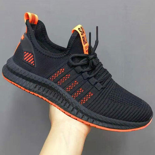 Men Fashion Sneakers Breathable Casual Shoes Orange Sole Mesh Lightweight Trainers Walking Running Tennis Gym Shoes For Mens Non Slip Sport Sneakers