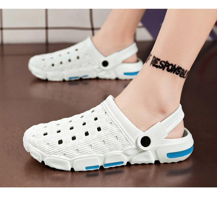 Men Summer Hole Shoes Rubber Plastic Unisex Garden Shoes Beach Flat Men Sandals Outdoor Indoor Slippers Lightweight Sandals Garden Clogs Hiking Shoes Water Beach Shoes