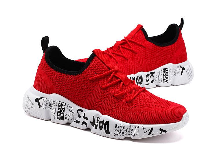 Mens Sport Sneakers Casual Fashion New Light Breathable Red Mesh High Quality Comfortable Running Shoes Men Casual Breathable Walking Sport Athletic Sneakers Gym Tennis Slip On Lightweight Mens Sneakers