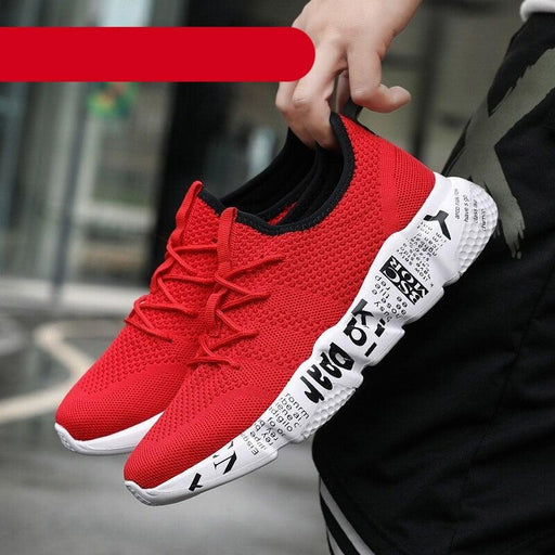 Mens Sport Sneakers Casual Fashion New Light Breathable Red Mesh High Quality Comfortable Running Shoes Men Casual Breathable Walking Sport Athletic Sneakers Gym Tennis Slip On Lightweight Mens Sneakers