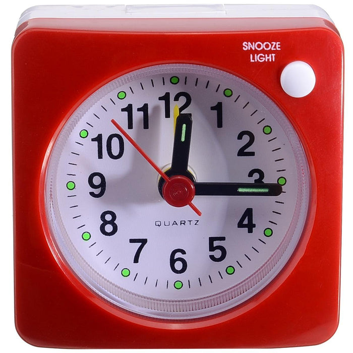 Mini Square Plastic Student Alarm Clock Silent Snooze Bedside Needle Alarm Clock Analog Alarm Clock Battery Operated for Heavy Sleepers Adults Bedrooms Bedside Kids Elderly Non Ticking Alarm Clocks with Non Ticking Portable Home Travel Alarm Clock