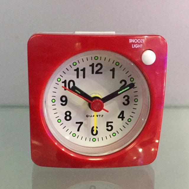 Mini Square Plastic Student Alarm Clock Silent Snooze Bedside Needle Alarm Clock Analog Alarm Clock Battery Operated for Heavy Sleepers Adults Bedrooms Bedside Kids Elderly Non Ticking Alarm Clocks with Non Ticking Portable Home Travel Alarm Clock