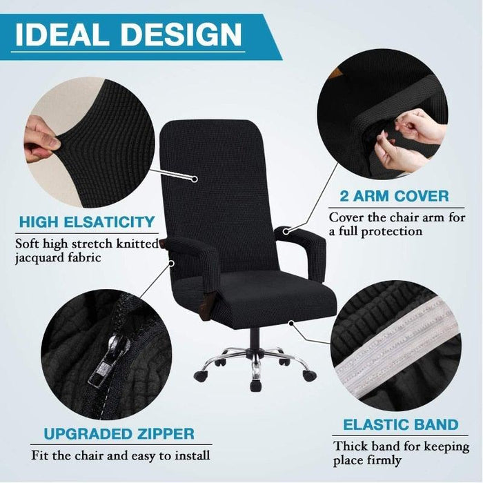 Modern Office Chair Covers Stretch Washable Computer Chair Slipcovers for Universal Rotating Chair  Spandex Anti dirty Computer Chair Cover Elastic Polyester Office Chair Cover Easy Washable Removable With Armrest Cover