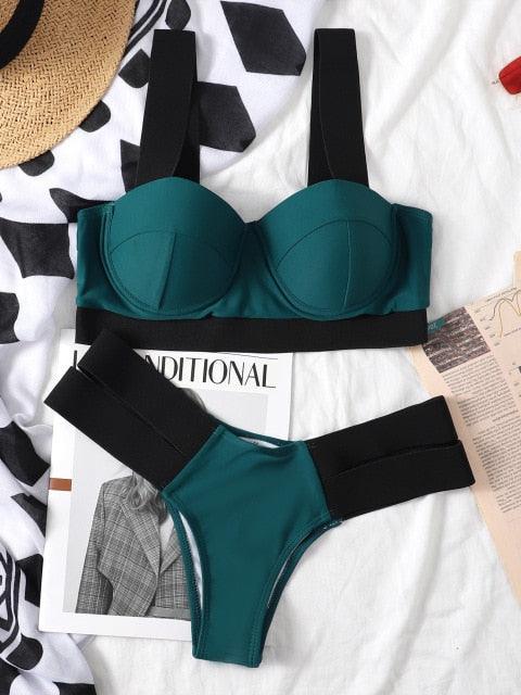 Modern Push Up Swimsuit Bikini Women's Push-up Bandage Bikini Swimsuits Swim Bottoms Women Swimwear Bathing Suit Padded Beach Swimming Suit Summer Fashion Suits