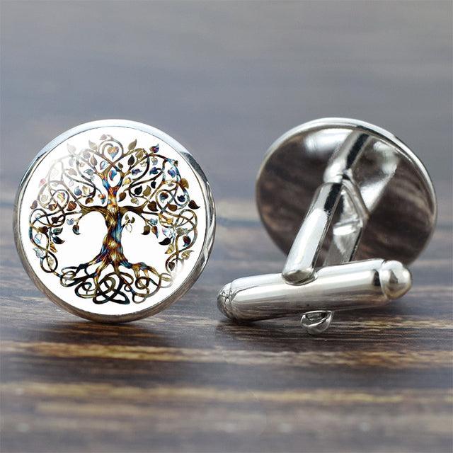 Modern Round Tree Cufflinks For Men Elegant Best Man Cufflinks Set Wedding Cufflinks Office Suit Shirt Cuff Links Men Accessories Valentine Graduation Birthday Gift Beautiful Cuff Links