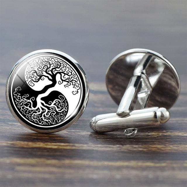 Modern Round Tree Cufflinks For Men Elegant Best Man Cufflinks Set Wedding Cufflinks Office Suit Shirt Cuff Links Men Accessories Valentine Graduation Birthday Gift Beautiful Cuff Links