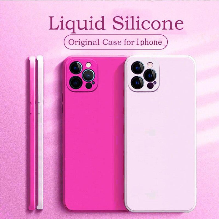 Modern Silicone Square Phone Case For iPhone 13 14 Pro Max Silicone Shockproof Slim Thin Phone Case Soft Silicone Rubber Full-Body Protective Bumper Case