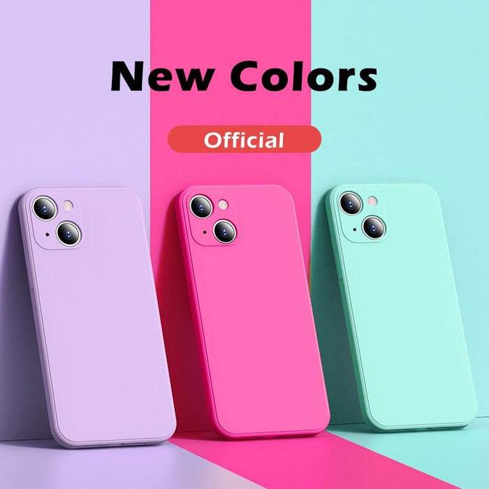 Modern Silicone Square Phone Case For iPhone 13 14 Pro Max Silicone Shockproof Slim Thin Phone Case Soft Silicone Rubber Full-Body Protective Bumper Case