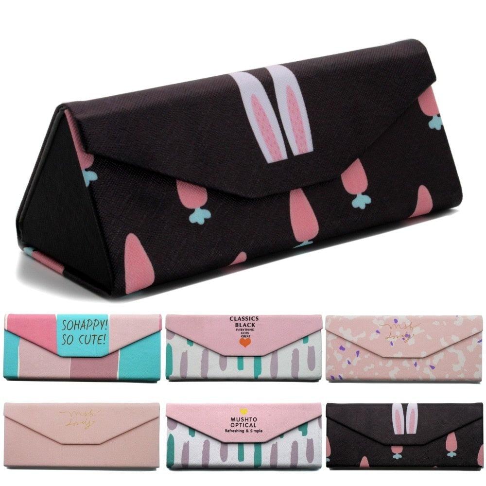 Modern Sunglasses Case Eyeglasses Triangle Folding Pink Case Portable Small Magnet Optical Frames Foldable Triangle Eyeglass Sunglass Case Large For Women Men