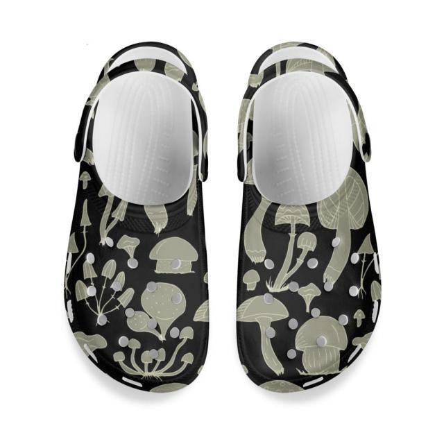 Mushroom Print Sandals Womens Summer Non-slip Hole Shoes Rubber Clogs Garden Beach Flat Slippers Trends Clogs For Women Slip Resistant Shoes