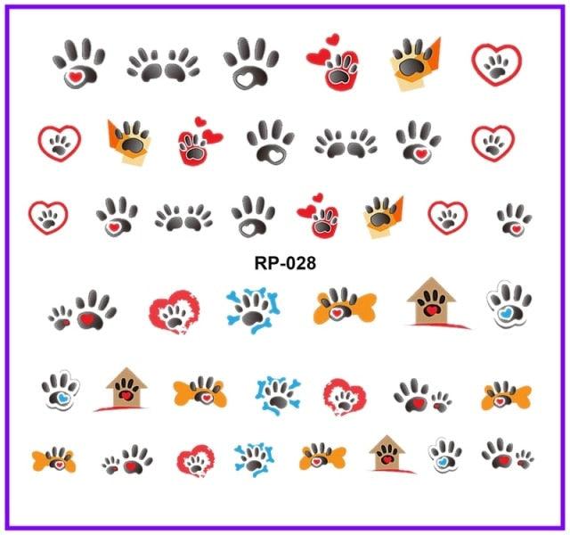 Nail Art Beauty Water Decal Slider Nail Stickers Animal Pet Claw Paw Foot Print Sweet Heart Black Cat Decorations Slider Nail Art Stickers Decals Nail Art Supplies Valentines Day 3D Self-Adhesive Nail Decorations Manicuring Nail Art Manicure Lips Nail