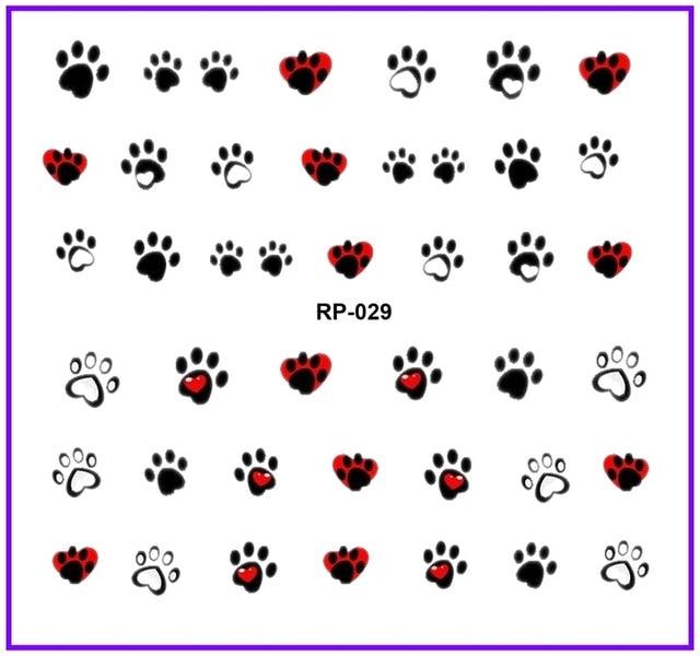 Nail Art Beauty Water Decal Slider Nail Stickers Animal Pet Claw Paw Foot Print Sweet Heart Black Cat Decorations Slider Nail Art Stickers Decals Nail Art Supplies Valentines Day 3D Self-Adhesive Nail Decorations Manicuring Nail Art Manicure Lips Nail