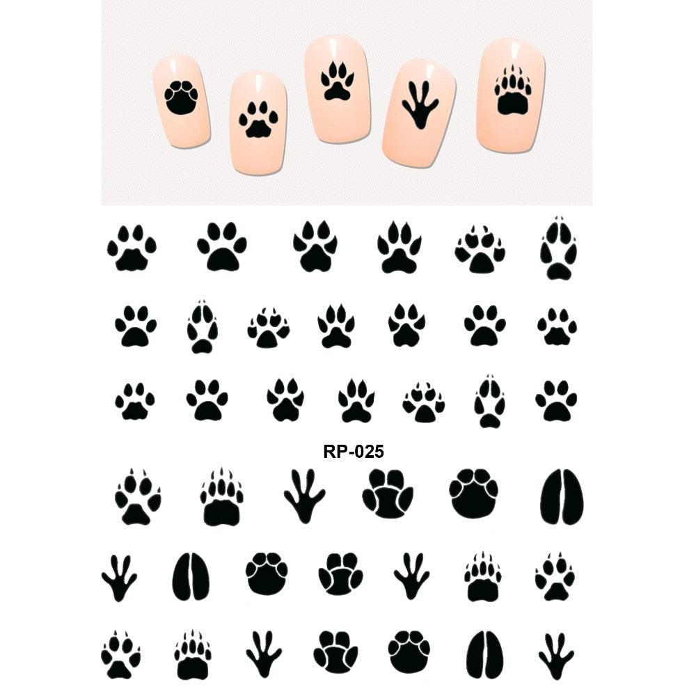 Nail Art Beauty Water Decal Slider Nail Stickers Animal Pet Claw Paw Foot Print Sweet Heart Black Cat Decorations Slider Nail Art Stickers Decals Nail Art Supplies Valentines Day 3D Self-Adhesive Nail Decorations Manicuring Nail Art Manicure Lips Nail