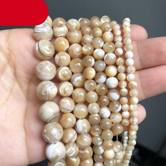 Natural Shell Stone Beads Round Loose Spacer Beads For Jewelry Making Bracelet Necklace Round Loose Waist Beads for Jewelry Making Handmade Bracelet Beads