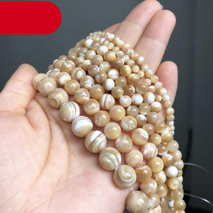 Natural Shell Stone Beads Round Loose Spacer Beads For Jewelry Making Bracelet Necklace Round Loose Waist Beads for Jewelry Making Handmade Bracelet Beads