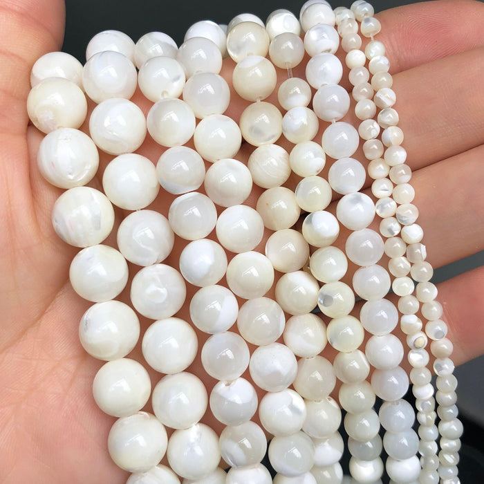 Natural Shell Stone Beads Round Loose Spacer Beads For Jewelry Making Bracelet Necklace Round Loose Waist Beads for Jewelry Making Handmade Bracelet Beads