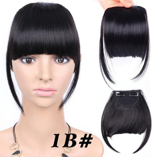 Natural Straight Synthetic Blunt Bangs High Temperature Fiber Brown Women Clip-In Flat Neat Bangs With Temples For Women One Piece Hairpiece