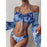 New Bikini Bikini Swimsuit For Women 3 Pieces Set Knot Front Off Shoulder Cover Up with Halter Bikini Sets Bathing Suit Women Swimwear Female Swimsuit Three-pieces Bikini set Halter Bather Bathing Suit Swim Beach Lady