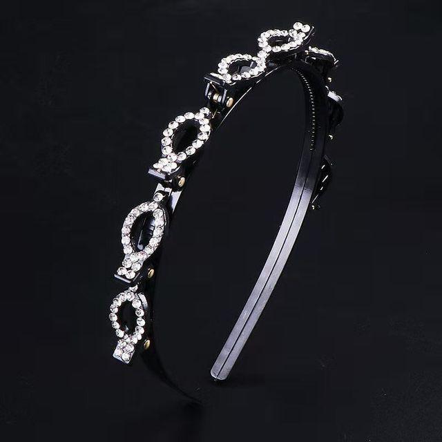 New Fashion Explosion Pearl Rhinestone Bangs Clip Headband Double Combed Bangs Double Layer Braiding Headband with Hair Clips Hair Tools for Women Hair Accessories